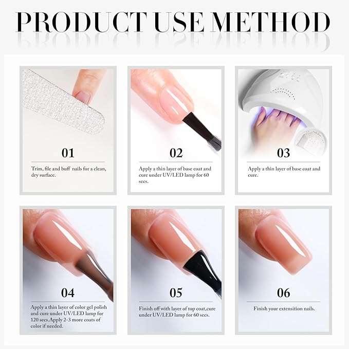 Double Rhythm 0.5Oz Translucent Gel Polish Sheer Neutral Natural Light Milky Same Color Same Bottle 15ML Jelly Gel Polish Art DIY at Home (Nude Beige-A1417)