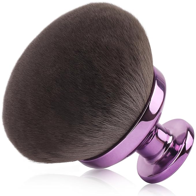 90MM Extra Large Self Tanner Kabuki Makeup Brush – Ultra Soft Dense Vegan Bristles for Body Makeup, Bronzer & Foundation–Applies Tanning Mousse, Lotion & Self Tanner，Wet & Dry (Purple)