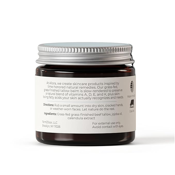 100% Grass Fed Beef Tallow for Skin - Whipped Tallow Balm with Jojoba Oil for Dry & Sensitive Skin, 2oz (Unscented)