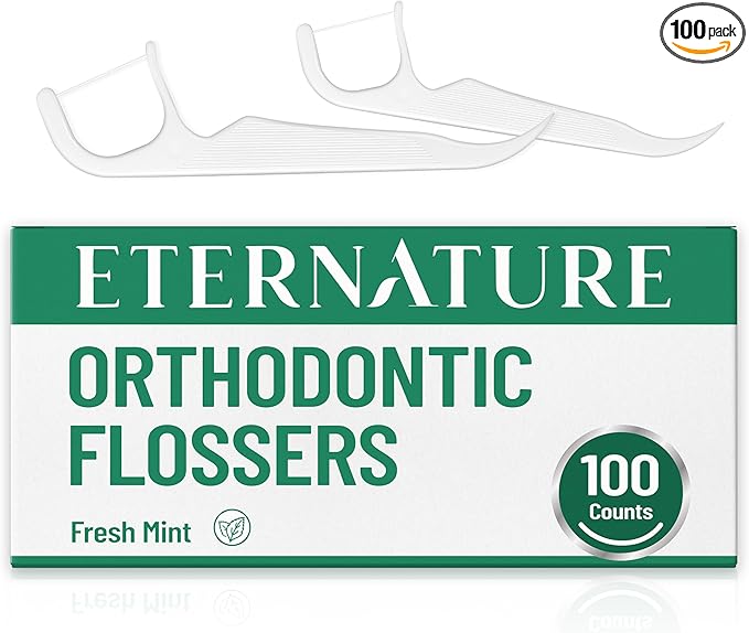 Floss Picks for Braces, 100ct Orthodontic Flossers for Adults and Kids with Toothpick End, Extra Thin Floss Threader for Tight Teeth Cleaning Between Braces, Dental Care Floss Sticks, Mint