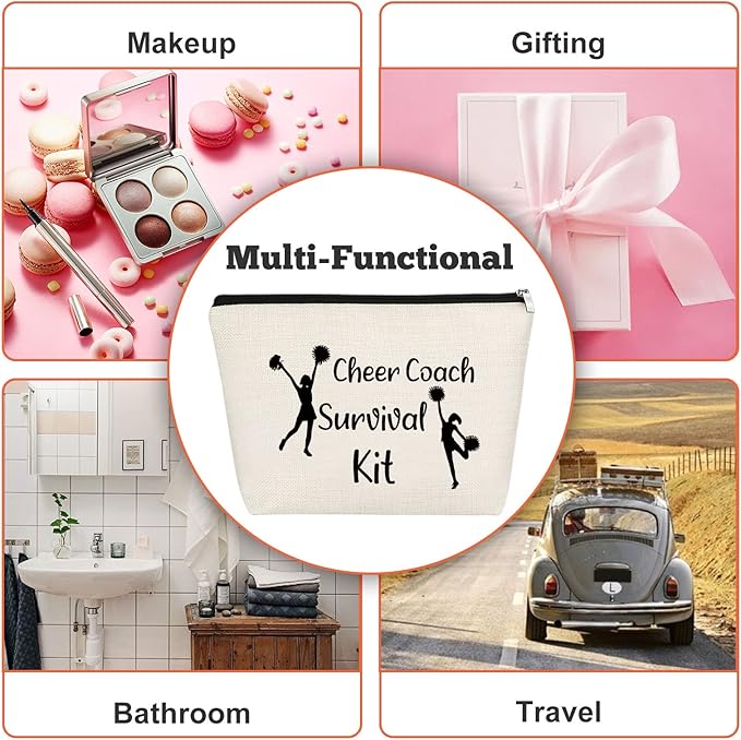 Cheer Coach Gift Makeup Bag Cheerleading Gift For Women Cosmetic Bag Cheer Team Gift Appreciation Gift For Cheer Coach Cheerleader Inspirational Thanksgiving Christmas Birthday Gift For Cheer Coach