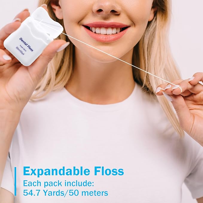 Mimorou 24 Pack Dental Floss Bulk Travel Mint Flavored 50m Each Travel Dental Floss Waxed for Teeth Oral Care and Gum Protection(Colorful)