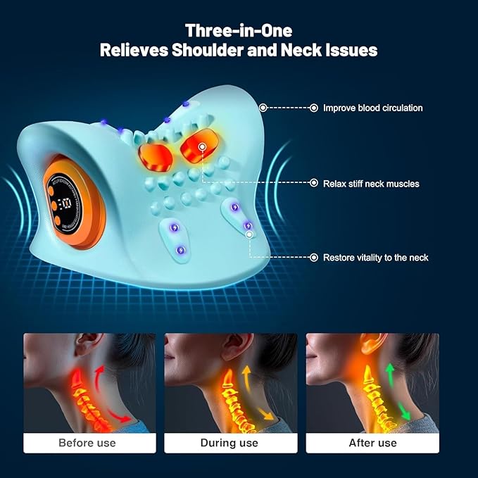Neck Massager 2025, Neck and Shoulder Relaxer, Back Massager Pillow with Heat,4d Electric Back Massage Pillow, 3 Modes, Deep Tissue Relaxation for Shoulders, Suitable for Home, Office