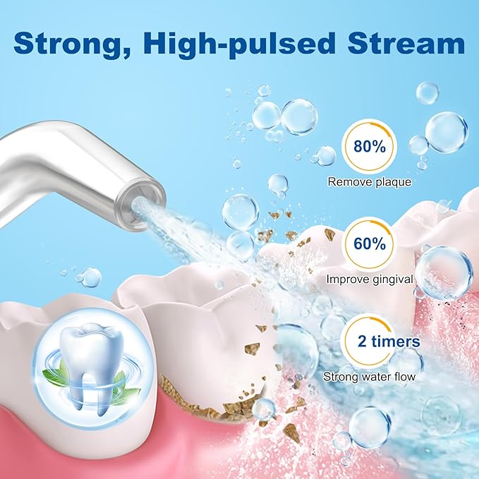 WellLeo Water Flossers for Teeth, 300ML Cordless Oral Irrigator Rechargeable Dental Flosser Picks with 5 Modes 5 Jet Tips,IPX7 Waterproof Teeth Cleaner for Braces Gum Care, Home Travel Use