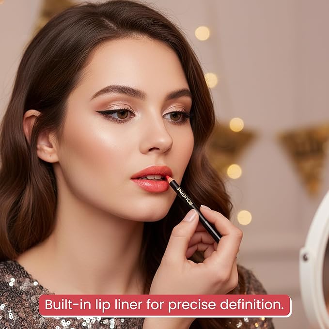 Rougine Liquid Lipstick & Lip Liner Set for Women – Smooth Matte Boujee Shade, Long-Lasting Waterproof Lipstick, Smudge-Resistant Lip Makeup, Soft Glide Liner – Vitamin E & Shea Butter