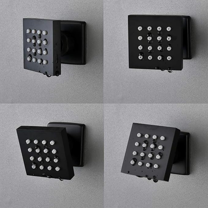 KATAIS Matte Black Shower System with Digital Temperature Display, 16x24 inch Ceiling Shower(Rain&Waterfall Modes), with 6 PCS Body Jet and Handheld Spray