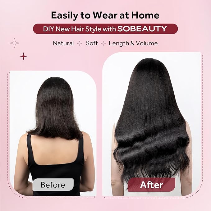 Clip in Hair Extensions Real Human Hair Natural Black Seamless Clip In 100% Remy Hair Extensions PU Skin Weft Add Volume Invisible for Long Straight Hair #1B 20Inch 120G 8PCS