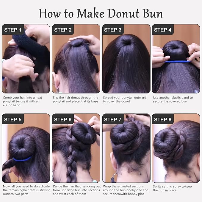 HOFASON Hair Accessories for Women Girls Kids, Bun Makers for Kids, 6Pcs Hair Bun Maker Donut Hair Ties Hair Elastics Hair Pins Kit, Ballet Bridal Accessories Gifts for Women (Size 3 Inch,Brown)