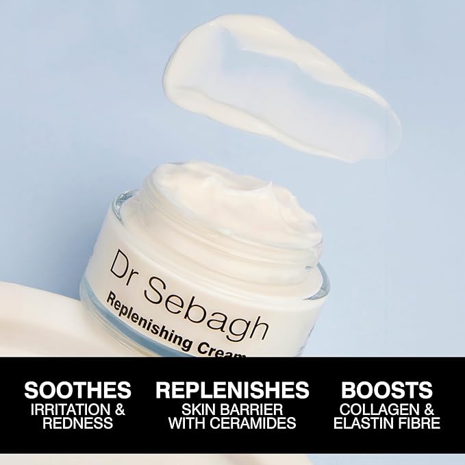Dr Sebagh Replenishing Cream (1.7 fl oz) - Repairing & Hydrating Moisturizer - Facial Moisturizer for Dry Skin - Vitamin E, Retinol & Collagen Cream for Face - Soothes & Restores Radiance