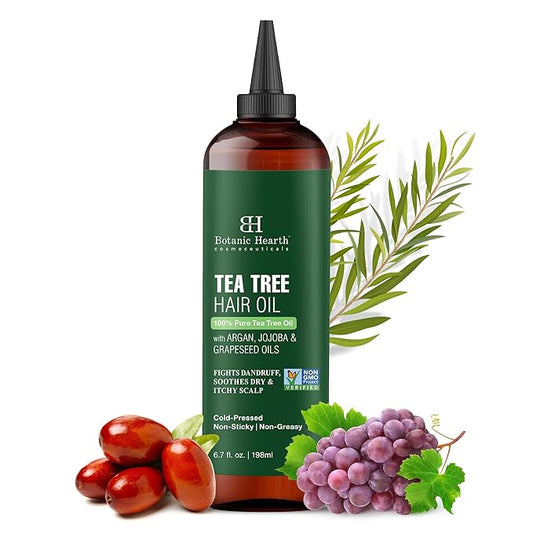Botanic Hearth Hair Oil for Hair Growth & Home Hair Perm Kit | Strengthening Dry, Frizzy, Damaged Hair & Scalp Treatment | Tea Tree Hair Oil – 6.7 Fl Oz