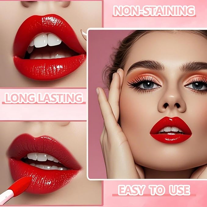 6 Colors Grapes Lip Tint Stain Set, Korean Velvet Lip Stain Watery Lip Stain Moisturizing Mini Liquid Lipstick Set, Long Wearing, Non-Stick Cup, Waterproof, High Pigment, Lip Tint Makeup