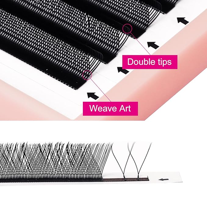 Y Lashes Extensions D Curl Mixed Tray YY Lash Extensions Premade Fans Weave Y Shape Tips Volume Lash Extensions (YY-0.07-D, 8-14mm Mix)