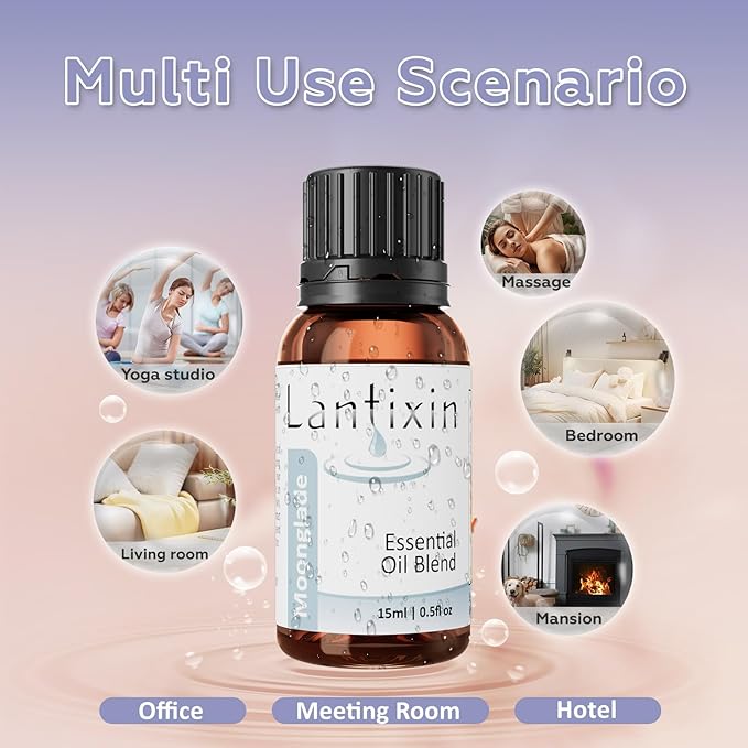 Lantixin Moonglade Soothing Essential Oil Blend for Diffusers – Lavender, Rosemary & Anthemis Nobilis Flower Essential Oil for Hotel, Home – Premium Scent – 0.5 oz