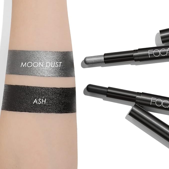 FOCALLURE 2 Pcs Cream Eyeshadow Stick,Brightener Eyeshadow Pencil Crayon,Highlighter Eye Shadow Stick Sets with Crease-proof Formula,Long Lasting Waterproof Eye Shadow Make Up,Smoky-night