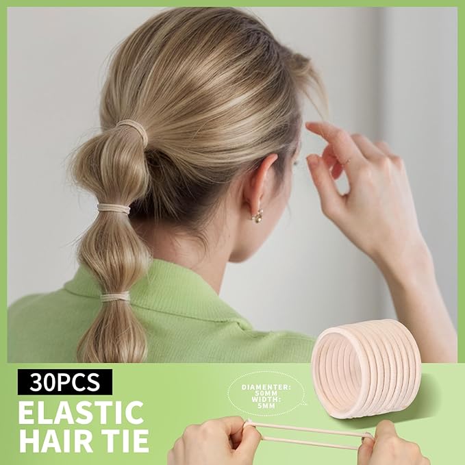 Teenitor Hair Accessories Kit for Woman & Girls: 500pcs Elastic Hair Bands; 30pcs Ponytail Holders, 30pcs Seamless Thick Hair Bands; 40pcs Bobby Hair Pins (Beige)