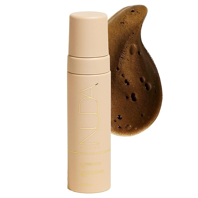 Nuda Medium BronzeFoam Self Tanning Mousse | Lightweight, Fast-Drying, & Streak-Free Sunless Tanner | with Hydrating Coconut Oil, Cucumber, Mango, Apricot, & Grapefruit | Easy to Apply, (190mL)