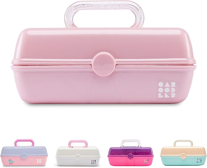Caboodles Pretty in Petite Makeup Box, Hard Plastic Organizer Box, 2 Swivel Trays, Fashion Mirror, Secure Latch for Safe Travel