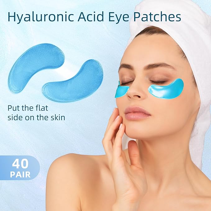 USTELIR Under Eye Patches, 40 Pairs Eye Mask for Dark Circles, Puffy Eyes, Undereye Bags,Wrinkles,Eye Mask Patches with Hyaluronic Acid, Eye Treatment Skin Care for Men & Women Gift