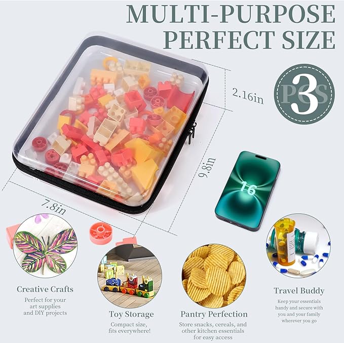 YOPCDJ 3 Pack Clear Hard Shell Zipper Case, Clear Zipper Pouches Waterproof Makeup Organizer & Travel Toiletry Bag, Plastic Pouch for Travel Office Storage, Black Large Size