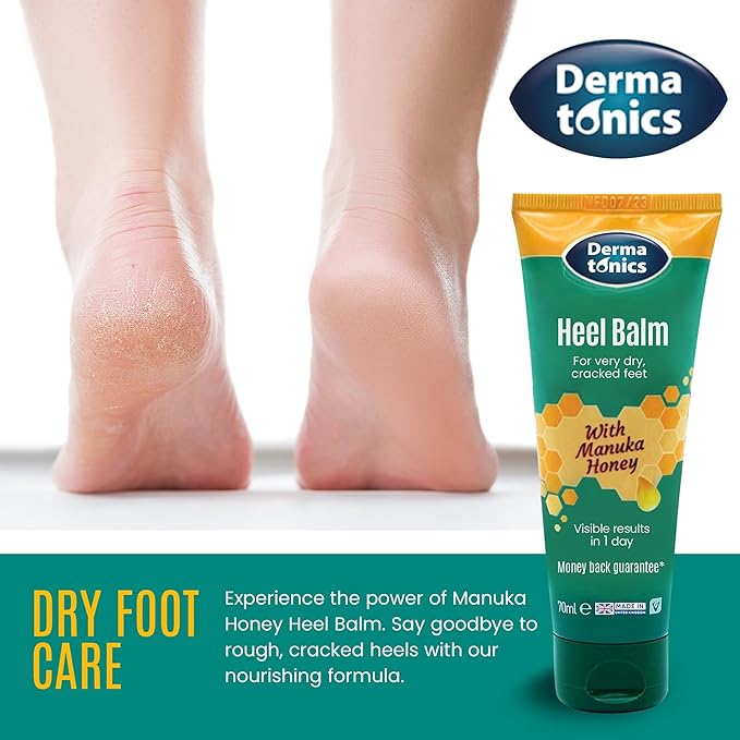 Dermatonics Foot Cream for Dry Cracked Heels (3 Pack) - 25% Urea with Manuka Honey, Intensive Moisturizing Treatment, Callus Remover, Exfoliating Care for Rough Feet Elbows Hands - Skin Repair 2.37oz