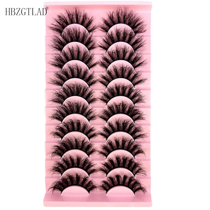 HBZGTLAD Soft Mink Eyelashes 3D Curl Winged End Eye Elongated Fake Lashes Thick Handmade Natural False Eyelash Messy Cross Lash Wholesale (WF77#)