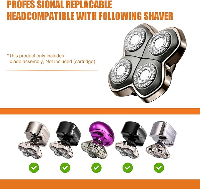Replacement Blade Shaver PRO 2 Head for Electric Shaver Compatible with Skull Pitbull, Butterfly Kiss PRO & Palm Shavers (2Pack)
