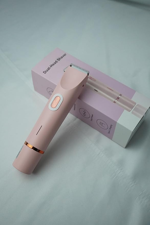 Electric Shaver for Women, 2-in-1 Electric Razor for Womens Legs Underarm Face Pubic Hairs, Rechargeable Razor Body Hair Trimmer Wet & Dry Use