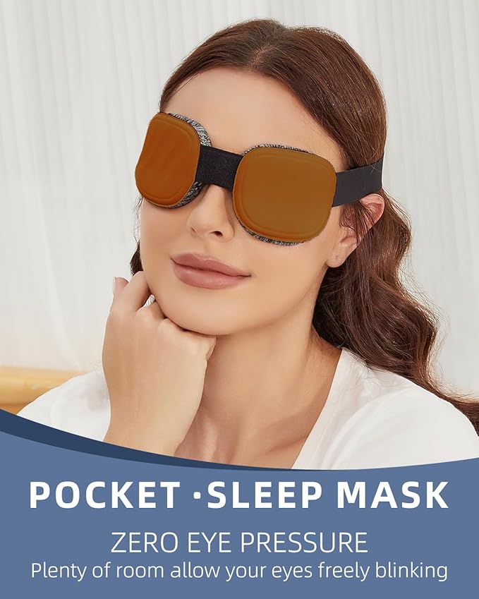 Fismool Sleep Eye Mask for Men Women, 3D Zero Intraocular Pressure Design,100% Light Blocking Sleeping,Suitable for Sleeping Mask, Exquisite Travel Storage Box（Brown）