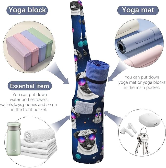 Portable Single Shoulder Yoga Mat Bag Carrier with Pocket Spacious Storage for Yoga Gym Fitness