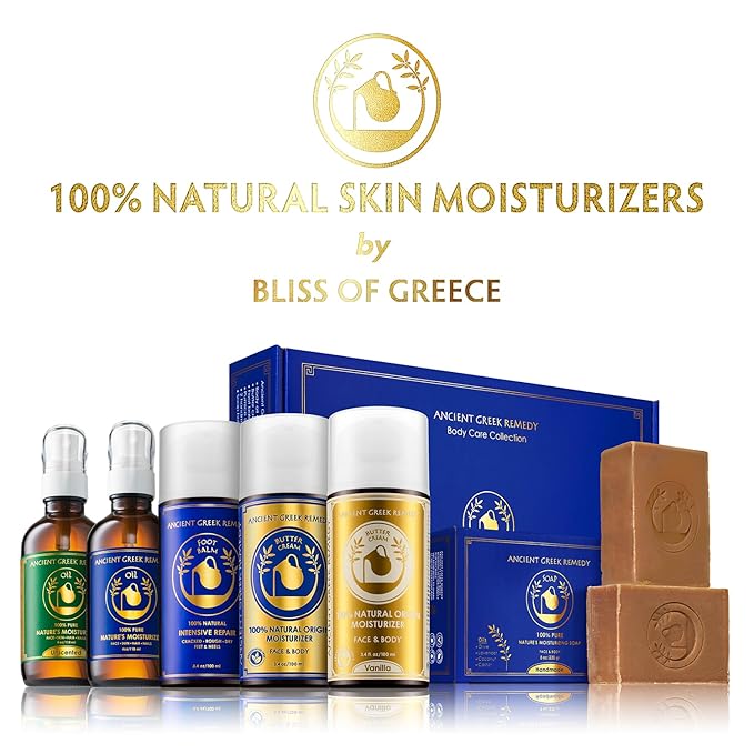 Ancient Greek Remedy Organic Face Moisturizer for Dry Skin - Anti Aging Face & Body Butter Cream - Almond, Jojoba, Olive, Rosehip, Vitamin E, Lavender Oil. Natural Lotion for Women & Men 3.4 oz
