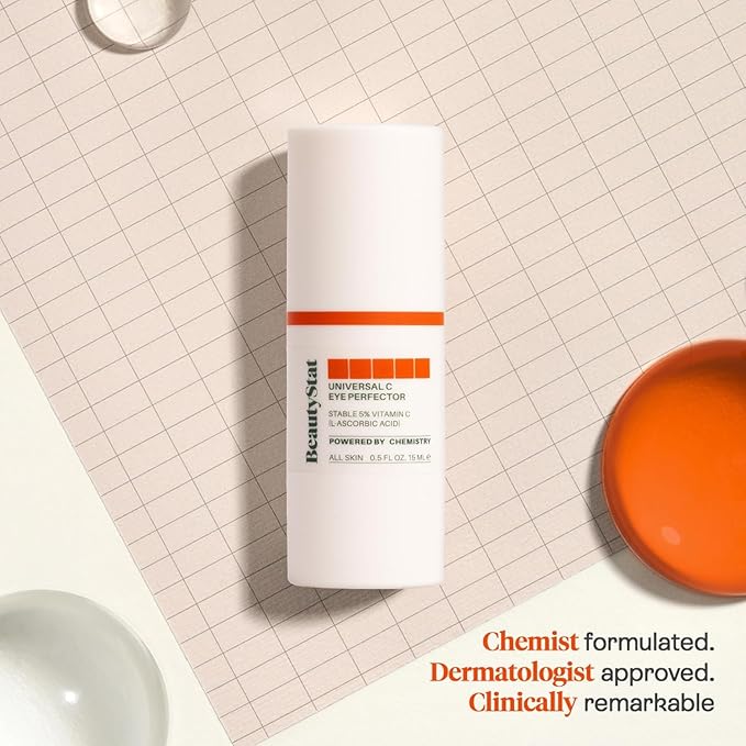 BeautyStat Universal C Eye Perfector Cream - Hydrate, Firm & Lift with Vitamin C, Hyaluronic Acid & Green Tea Extract, Fragrance-Free for Dark Circles & Puffiness Reduction (Duo, 30 ml)