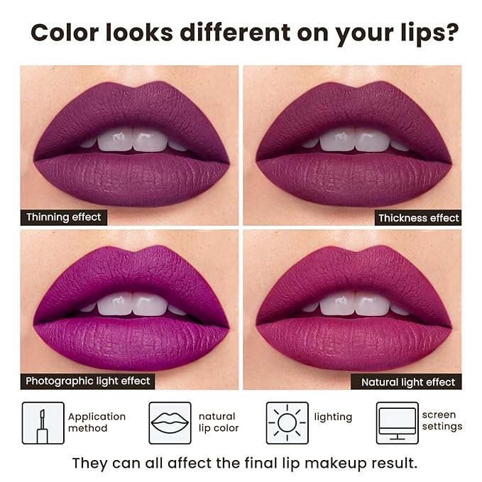 ilembane Red-Toned Purple Liquid Lipstick - Long Lasting, Smudge Proof, Transfer Resistant Lip Color, Waterproof, Non-Transfer Formula (Purple Potion)
