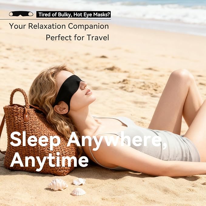MIUTARMINI Ultra-Thin Sleep Mask for Travel & Outdoor, 0.3mm & 5g, Breathable Total Blackout Eye Mask, 99.7% Sun Blockout with Portable Leather-Feel Pouch for Beach, Camping, Flights & Office Nap