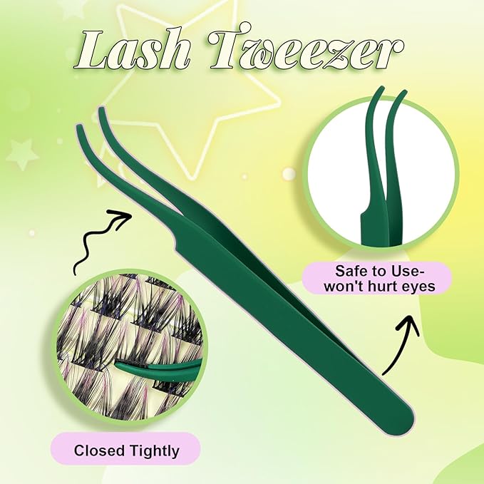 KEYYOU LASH Clusters kit 144pcs with Colored Eyelash Clusters Individual Eyelash Extension Kit 8-18mm with Lash Bond Seal Remover Applicator for DIY Lashes Extensions at Home(C01)