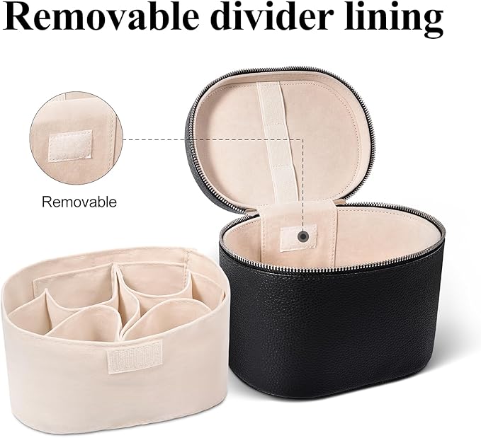 honitty Makeup Bag, Travel Make up Case with Compartments and Handle, Portable Cosmetic Organizer Bags,Toiletry Bag for Women