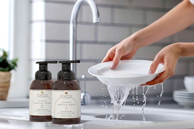 Castle Soap All-Purpose Foaming Castile Soap | Multi-Use Gentle Cleanser for Hair, Body, Hands & Home | Nourishing Coconut Oil Formula | Sensitive Skin Friendly | Hydrating | 11.5 oz | Fresh Citrus