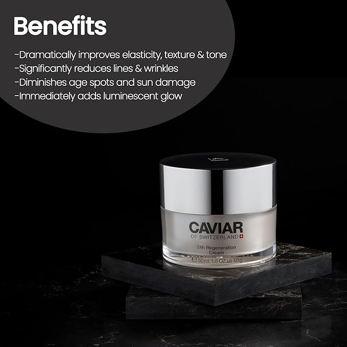 Caviar Face Moisturizer Regenerate Cream - Anti Aging Cream for Aging Spots, Facial Treatment with Hyaluronic Acid & Resveratrol, Facial Moisturizer for Any Type of Skin | (1.6 Oz)