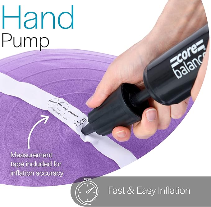Core Balance Exercise Ball, Stability Ball for Yoga, Pilates and Fitness, Gym Ball for Home Gym and Office Chair, Training, Physical Therapy, Anti Burst, Pump Included, 55cm 65cm 75cm 85cm