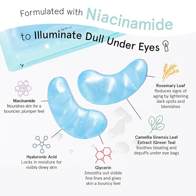 grace & stella Award Winning Under Eye Mask Reduce Dark Circles, Puffy Eyes, Undereye Bags, Wrinkles, Gel Under Eye Patches, Valentines Bags, Gifts Under 10 Dollars, Vegan (6 Pairs, Blue)