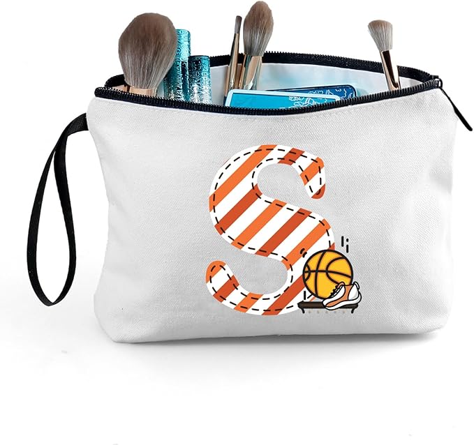 ARIOSEY Basketball Gifts Monogrammed Cosmetic Travel Makeup Bag Basketball Accessories Graduation Birthday Gifts for Girls Coaches Daughters Team Friend Mom Player,Christmas-S