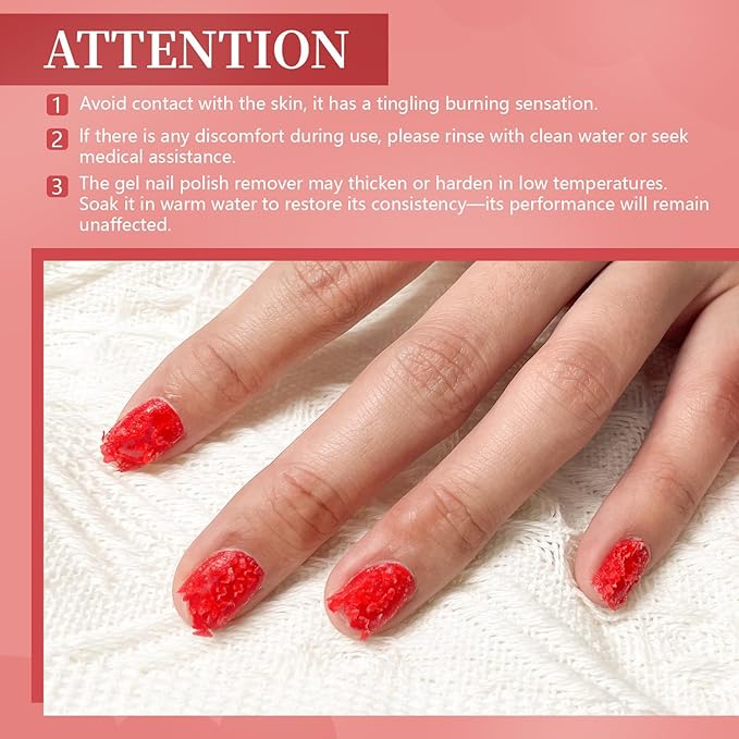 JODSONE Gel Nail Polish Remover 2Pcs Gel Nail Polish Remover 3-5 Minutes Gel Remover Quick