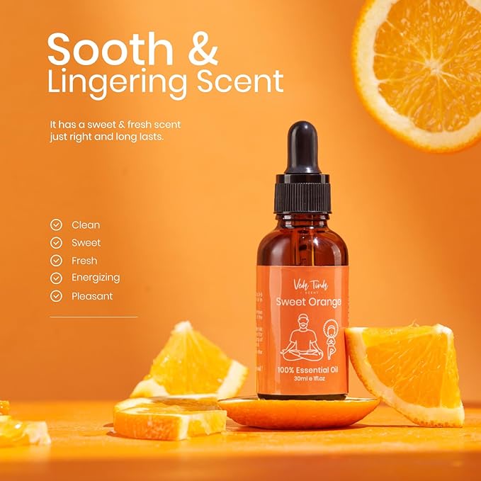 Sweet Orange Essential Oils, 100% Pure Nature Organic Orange Oil for Mood Lift, Refreshing, Clear Head with Diffuser, 1 fl oz 30ml