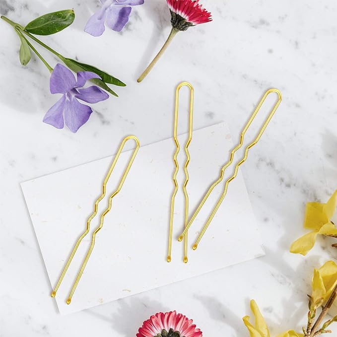 U Shaped Hair Pins, IKOCO 2.4inch Bun Hair Pins for Women with Storage Box, Golden
