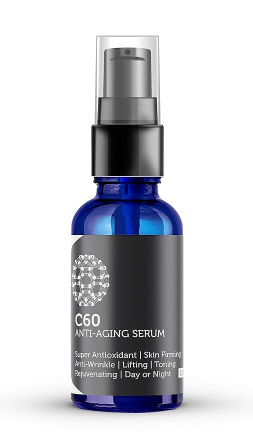 C60 Anti-Aging Face Serum 60ml with Hyaluronic Acid, Plant Stem Cells, Peptides, Vitamins B + C & Anti Aging Wrinkle Complexes for Men & Women Made with Organic Ingredients