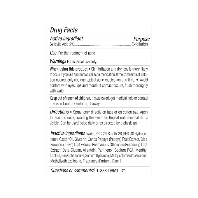 DRMTLGY BHA Clarifying Toner for Face – FSA/HSA Eligible Skin Care with 2% Salicylic Acid – Face Toner & Acne Treatment – Pore Reducing Skincare for Oily & Acne-Prone Skin (6.39 oz/189 ml)