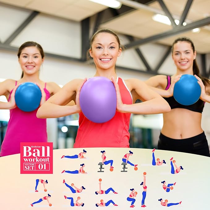 Aoriher 10 Pcs Small Exercise Pilates Ball 9 Inch Mini Yoga Balls Anti Burst and Slip for Stability, Fitness, Physical Therapy, Stretching & Core Strength Workout at Home Gym Office