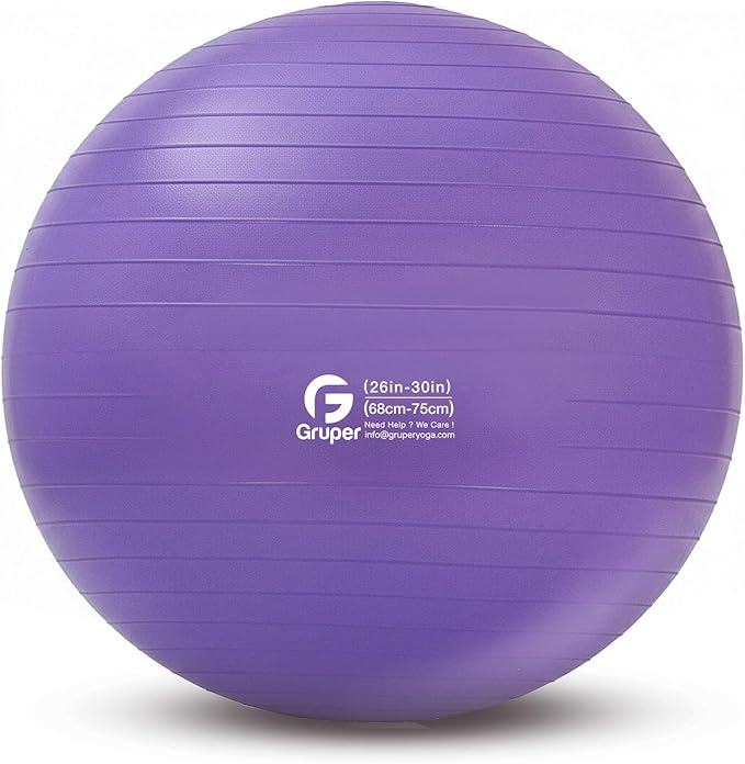 Gruper Yoga and Pilates Ball,4 Sizes Gym Ball for Fitness, Yoga, Workout, Pregnancy and Physical Therapy,Quick Pump Included,Great as Yoga Ball Chair for Office or Home Gym Equipment