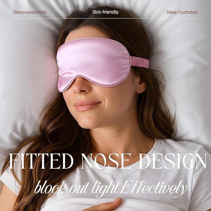 LCBD Silk Satin Sleeping Eye Mask, Light Purple Sleep Eye Mask Night Blindfold for Women and Men, Soft Breathable Blackout Eyeshade Eye Cover for Travel, Wedding Bridesmaid Gift
