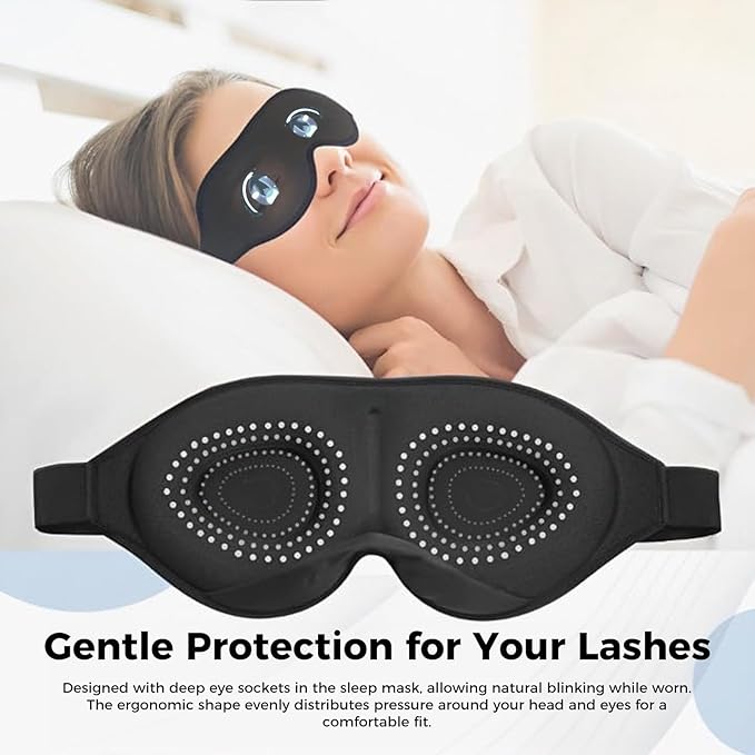 Sleep Eye Mask, Black Light-Blocking Sleep Mask, with Large Eye Patterns, Ideal for Office Naps and Business Trips, Suitable for Fitting The Curvature of The Eyes, Soft and Comfortable
