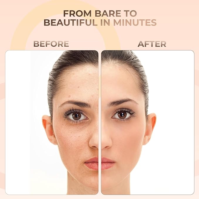 ULTIMATE KIT (WARM- Neutral Shade, Most Popular) Full Size Mineral Makeup Set Matte Foundation Kit Bare Face Sheer Powder Cover
